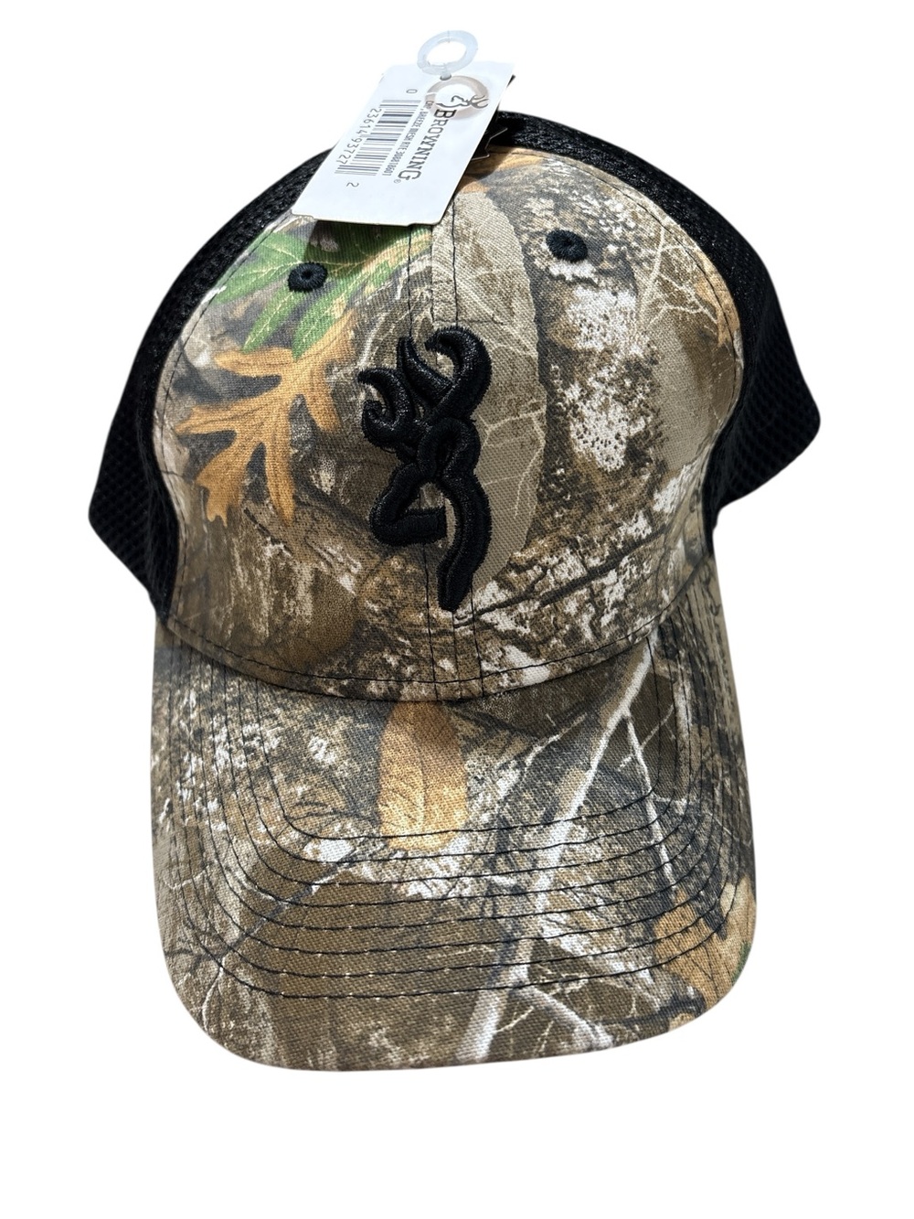 NWT Browning Camo Trucker Hat with Black Logo and adjustable velcro strap